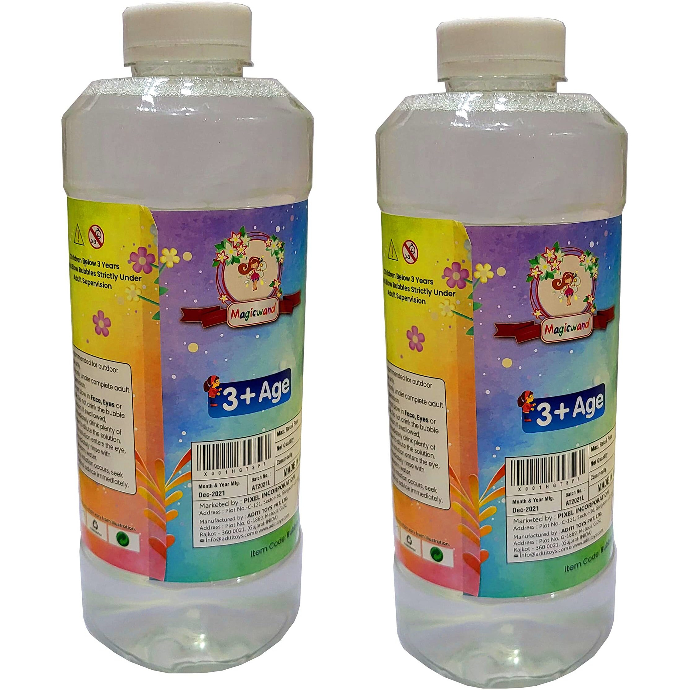 Magicwand Plastic Bubble Gun Refill LiquidMade in India2000 mlPlease Do Not Add Water,Use As Delivered3 Yrs & UpPack of 1 Colors as Per Stock