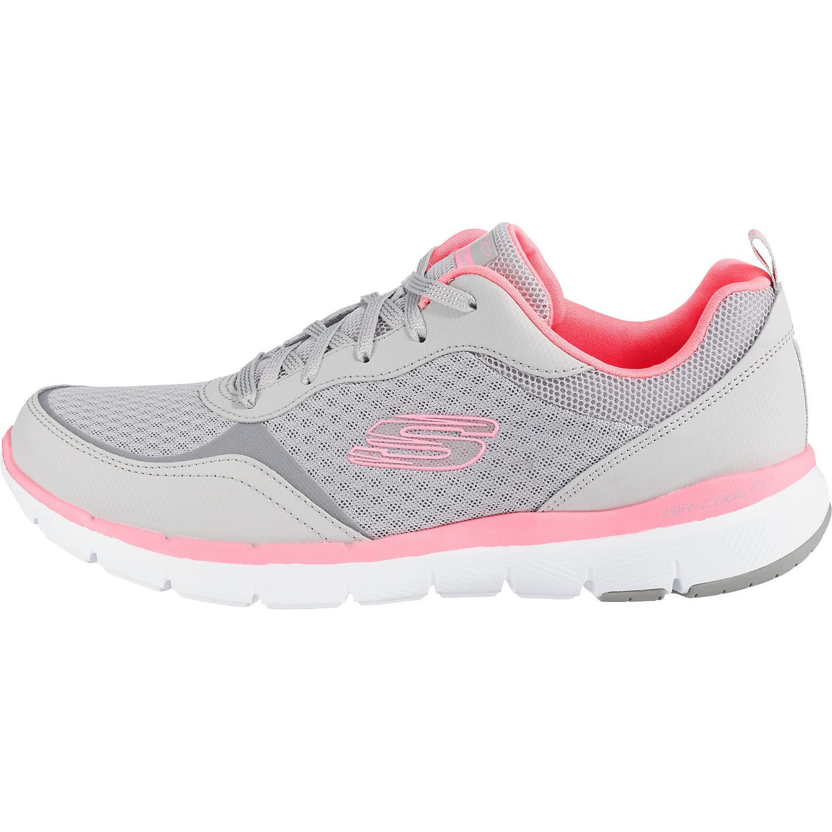 Skechers Womens Flex Appeal 3.0-GO Forward Light Gray/HOT Pink Casual Shoe -3 UK (6 US) (13069)