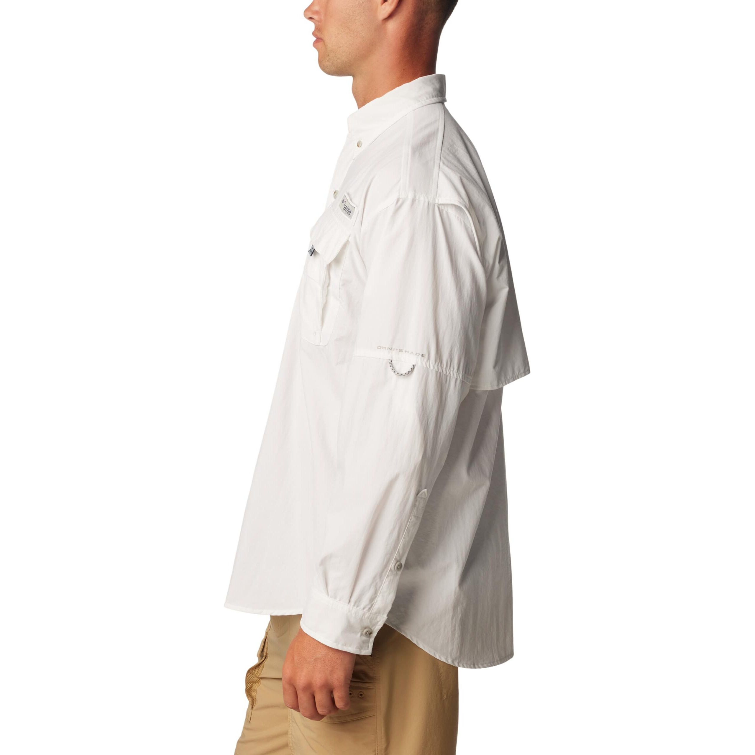 Columbia Mens Bahama II Long Sleeve Shirt, Fossil, XXL White