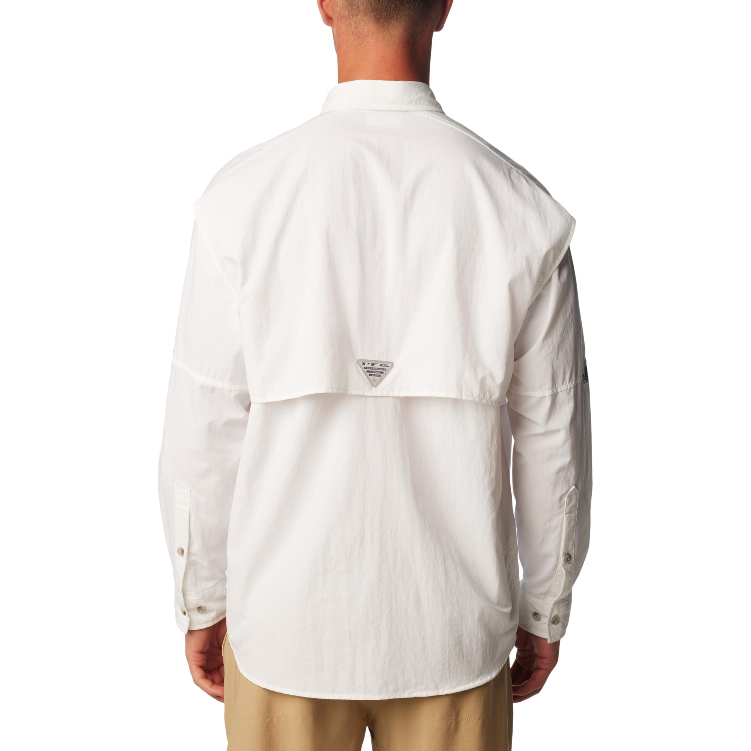 Columbia Mens Bahama II Long Sleeve Shirt, Fossil, XXL White