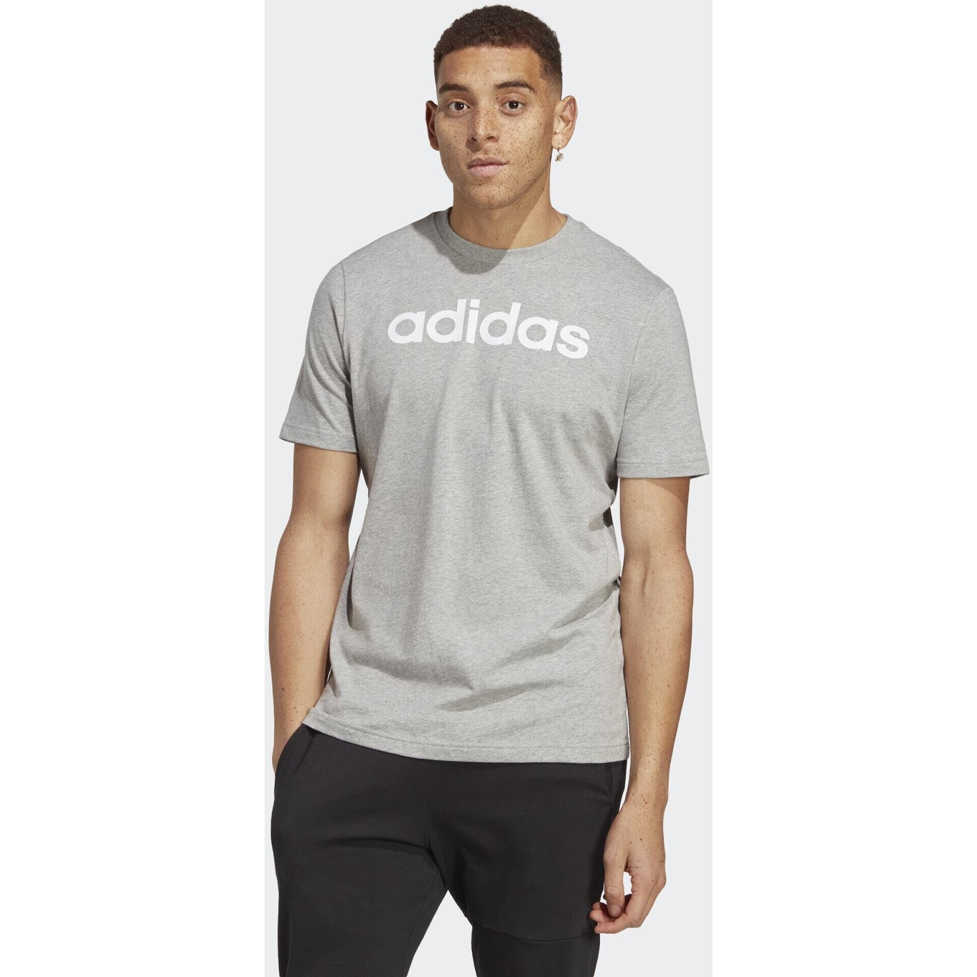 adidas Men's Geometric Regular Fit T-Shirt (IC9277_MGREYH