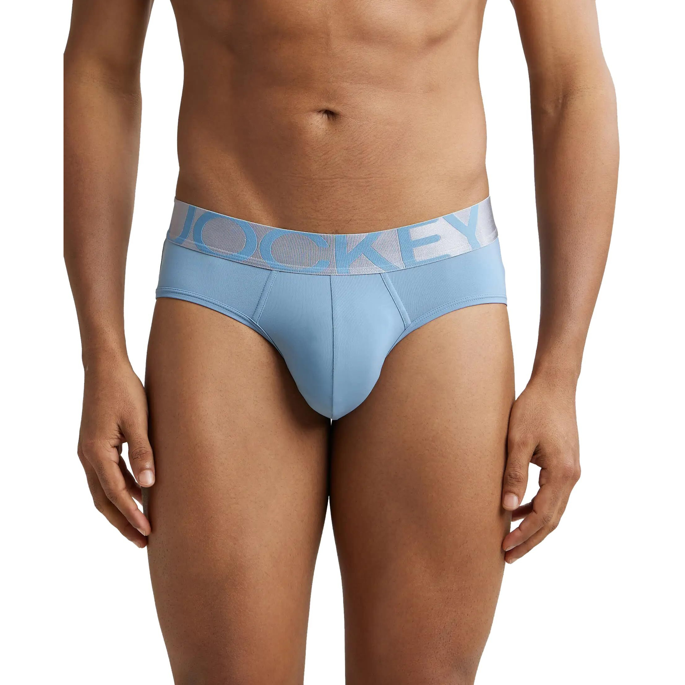 Jockey IC27 Men's Tactel Microfiber Elastane Stretch Solid Brief with Moisture Move Treatment_Blue Shadow_S