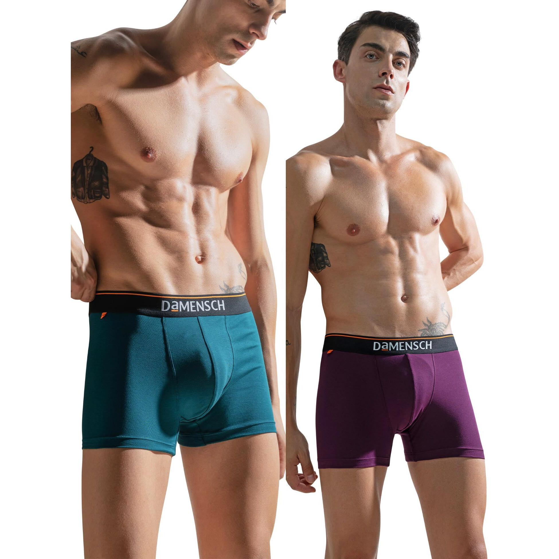 DAMENSCH Men's Cotton Blend Trunks (Pack of 2) (DAM-CTS-T-VOV-TTU-PACK-2-XL_Violet View, Teal Trust_XL)
