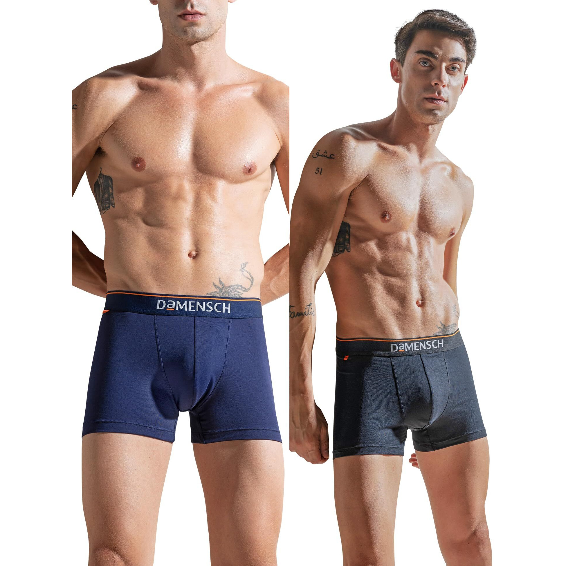 DAMENSCH Men's Cotton Blend Trunks (Pack of 2) (DAM-CTS-T-NNY-BKN-PACK-2-XXL_New Navy, Black Knight_2XL)
