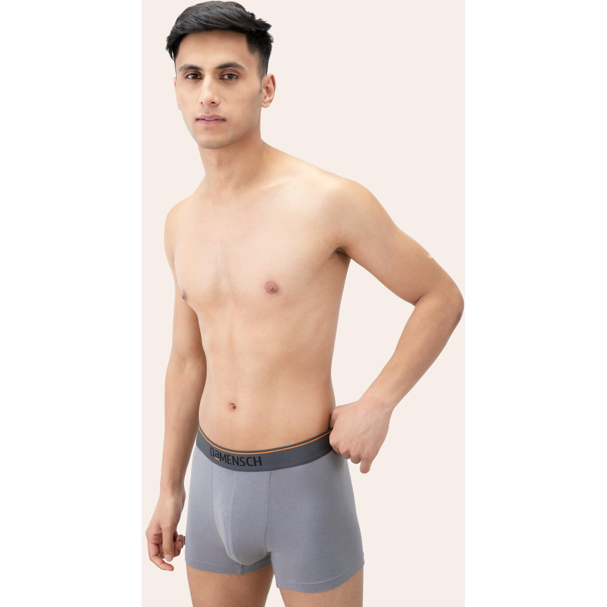DAMENSCH Men's Deo-Cotton Deodorizing Trunk- Pack of 2- Iris Blue, Dessert Grey- XX-Large