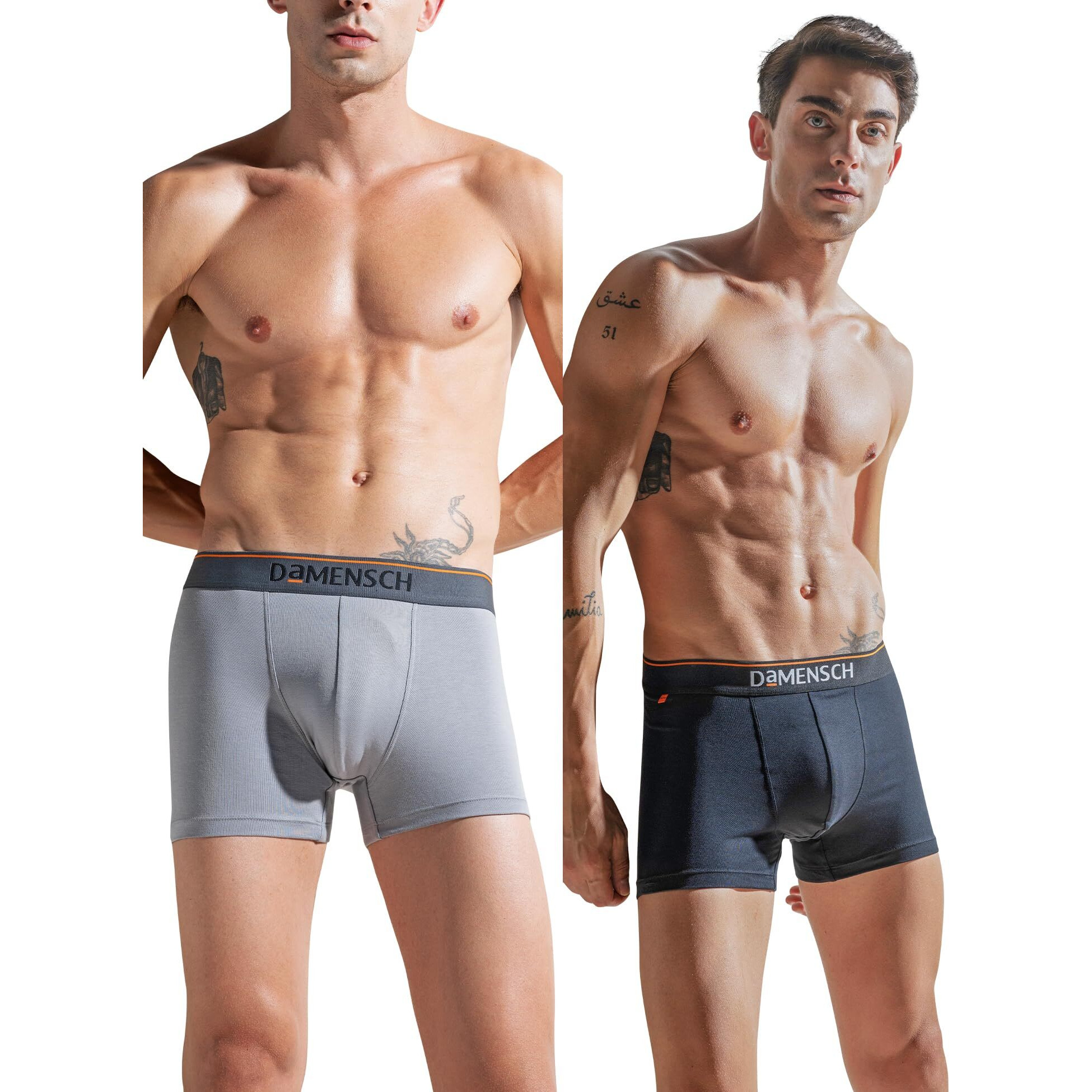 DAMENSCH Men's Deo-Cotton Deodorizing Trunk- Pack of 2- Smallweet Black, Dessert Grey- XX-Large