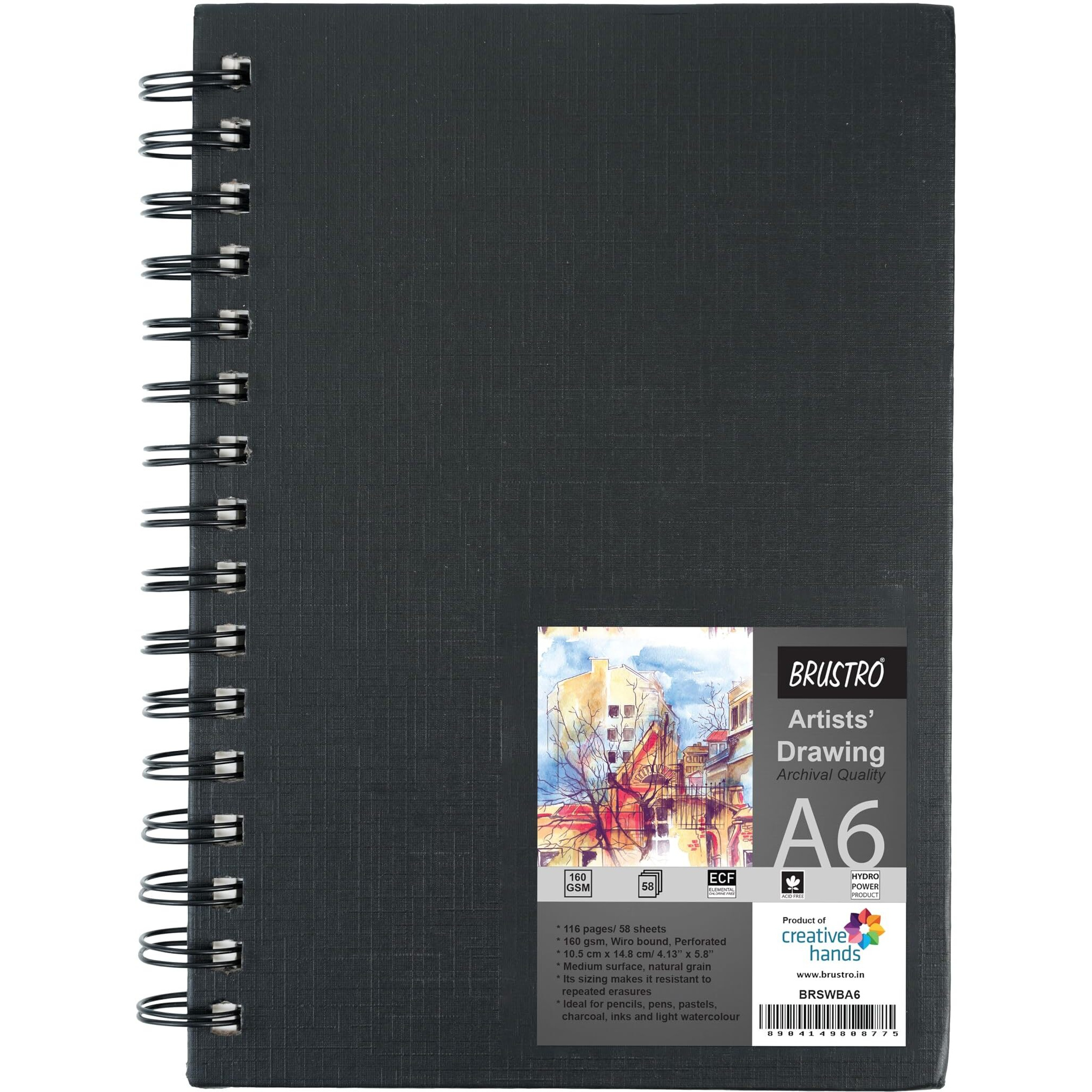 BRUSTRO Artists Fineart Graphite Pencil Set of 12 (10B-2H) with Artists Sketchbook, A6, Wiro Bound, 116 Pages 160 GSM |Ideal for Drawing,Sketching,Mandala,Shading,Artwork, Artists, Professionals.