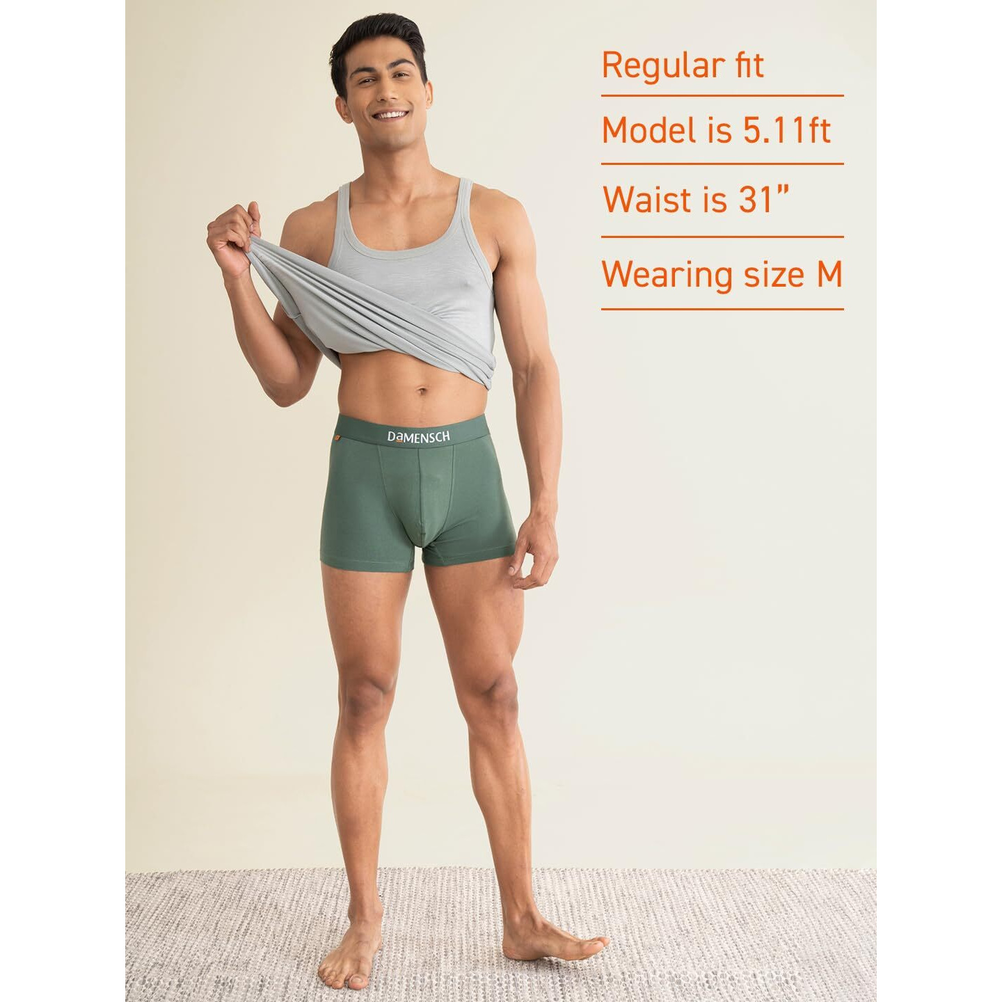 DAMENSCH Deo-Cotton Tonal Solid Trunk -Pack of 2 - Dark Ivy (Ivy Green), Rabbit (Mineral Grey) - X-Large
