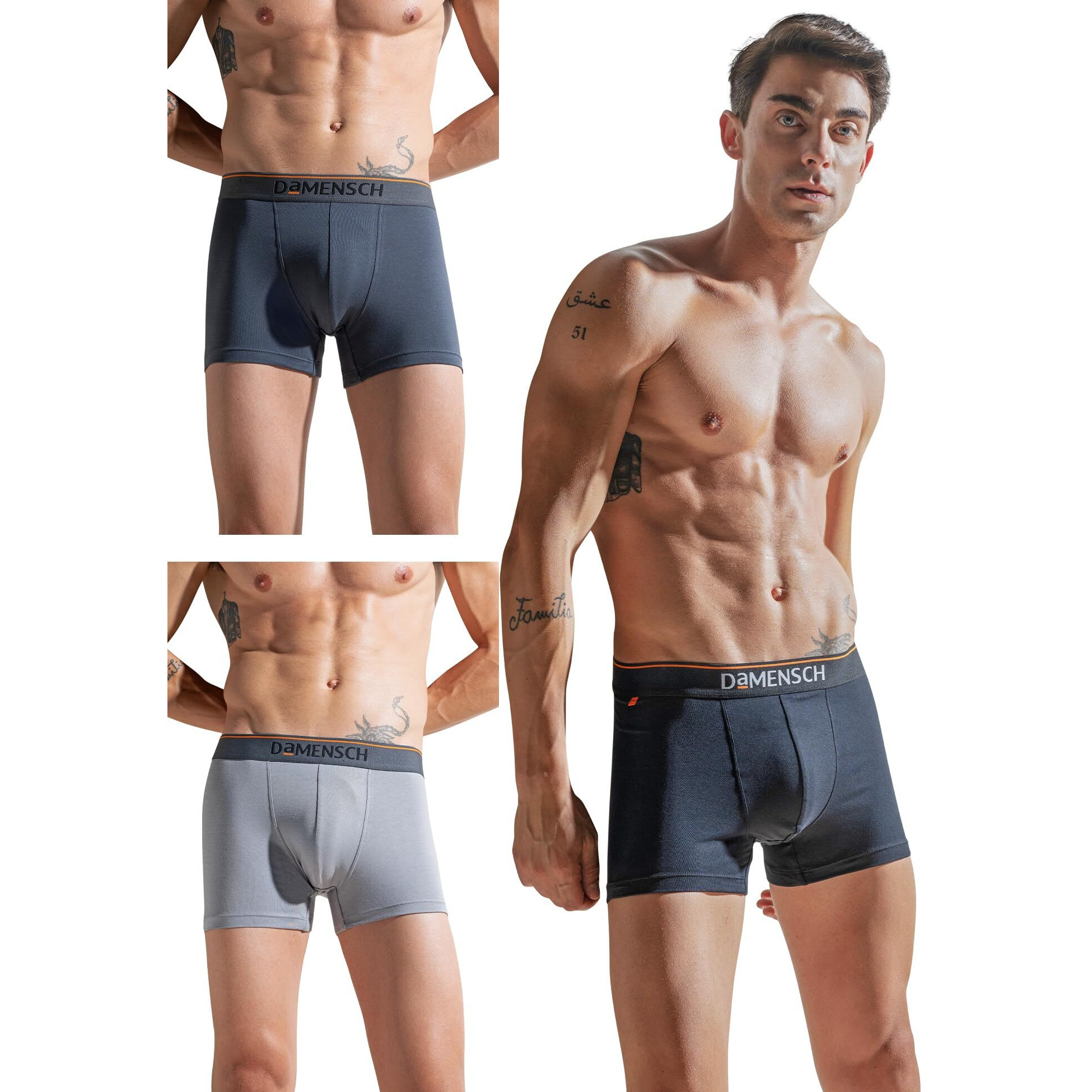 DAMENSCH Men's Regular Fit Cotton Basic Solid Trunks | Combed Cotton, Stretchy Fabric, Anti-Bacterial and Microfibre Waistband, Underwear for Men, Innerwear Men-Black Knight,Charcoal Dust,Salt Gray-S