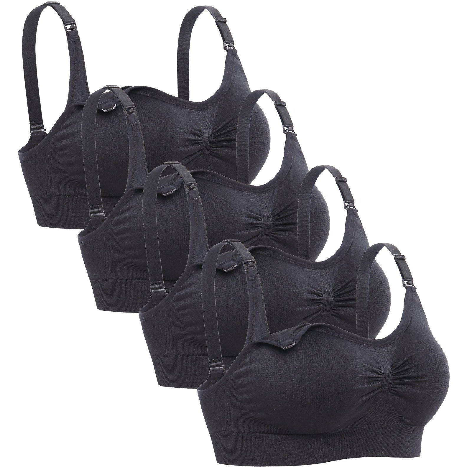 DCLUB Lataly Womens Sleeping Nursing Bra Wirefree Breastfeeding Maternity Bralette Pack of 4 Color Black Size M