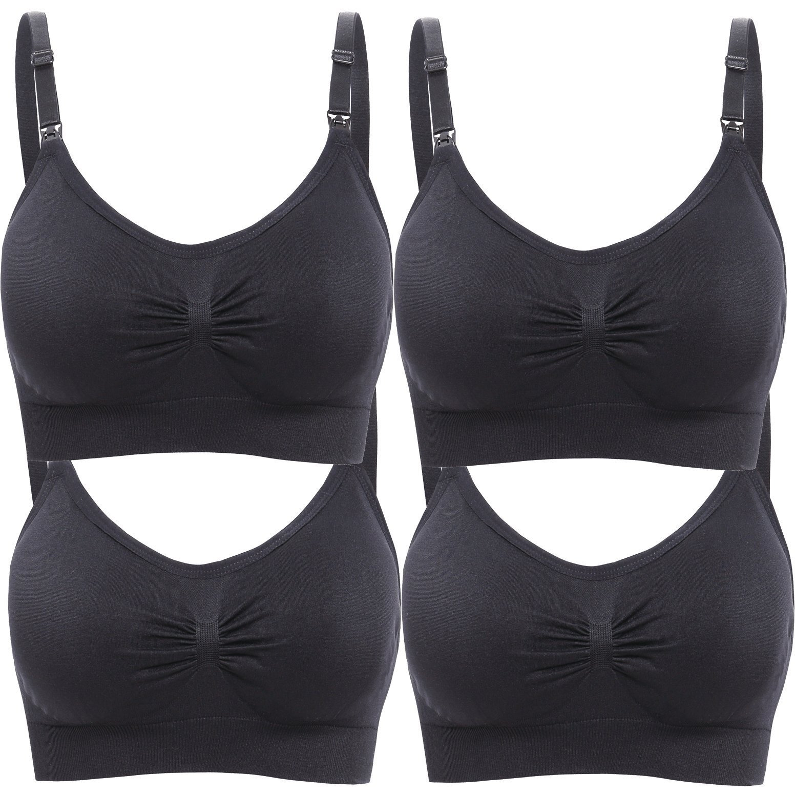 DCLUB Lataly Womens Sleeping Nursing Bra Wirefree Breastfeeding Maternity Bralette Pack of 4 Color Black Size M