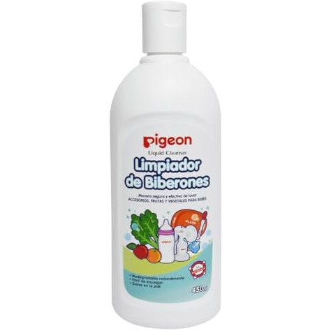 Pigeon Liquid Cleanser Bottle,Cleanser For Nursing Product,Ph Friendly,No Added Color,No Added Alcohol,Natural Cleanser For Baby Feeding Bottle,Food Bowls,Feeding Accessories,Fruits&Vegitables,450 Ml