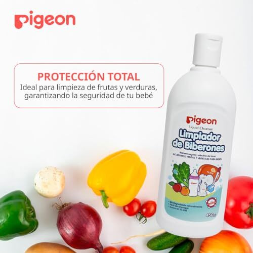 Pigeon Liquid Cleanser Bottle,Cleanser For Nursing Product,Ph Friendly,No Added Color,No Added Alcohol,Natural Cleanser For Baby Feeding Bottle,Food Bowls,Feeding Accessories,Fruits&Vegitables,450 Ml