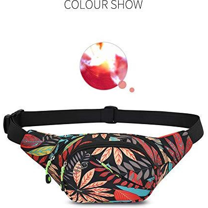 GUSTAVE Waist Bag for Men Women, Waterproof Chest Bags Stylish Fanny Pack for Men Lightweight Bum Bag with Adjustable Strap for Outdoor Sports Running Hiking (Maple Leaf)