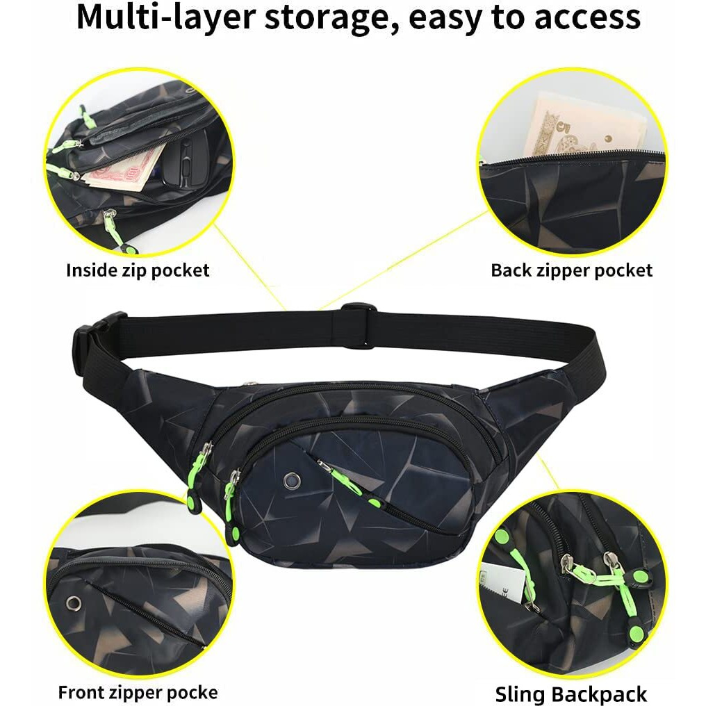 GUSTAVE Waist Bag for Men Women, Stylish Chest Bag for Men Fanny Pack for Men Waist Pouch for Men Bag Belt Sport Bag for Travel Running Outdoor Sports Cycling