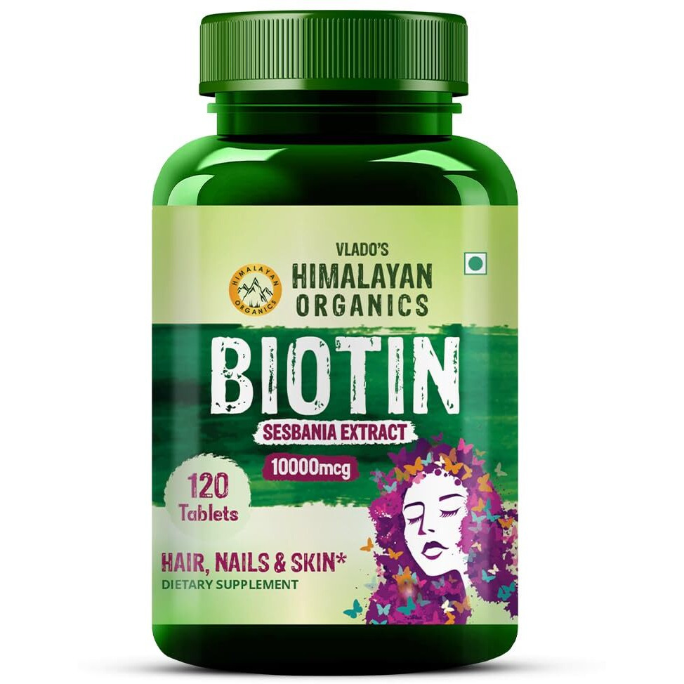 Vlado s Himalayan Organics Biotin 10000mcg for Hair Growth - 120 Tablets