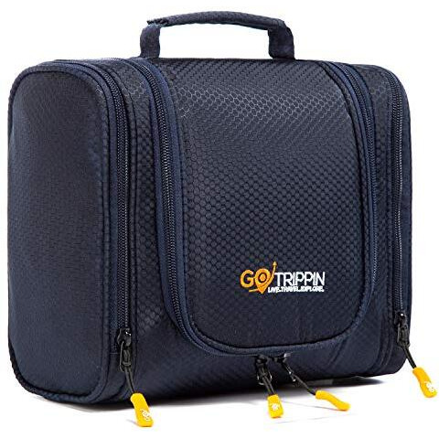 GoTrippin Polyester Toiletry Bag for Men and Women for Travel, Travel Pouch for Men, Travel Kit for Women for Cosmetics and Makeup (Dark Blue, Set of 1) pc
