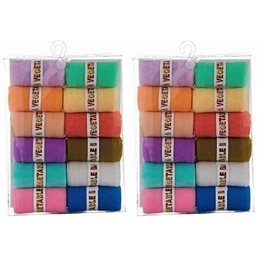 SIO Eco Friendly Produce Fridge Storage Reusable Mesh & Net Vegetable Storage Bags for Fridge Vegetable Fruit Bag for Grocery Shopping & Washable Reusable Zip Lock Bags Pack of 24