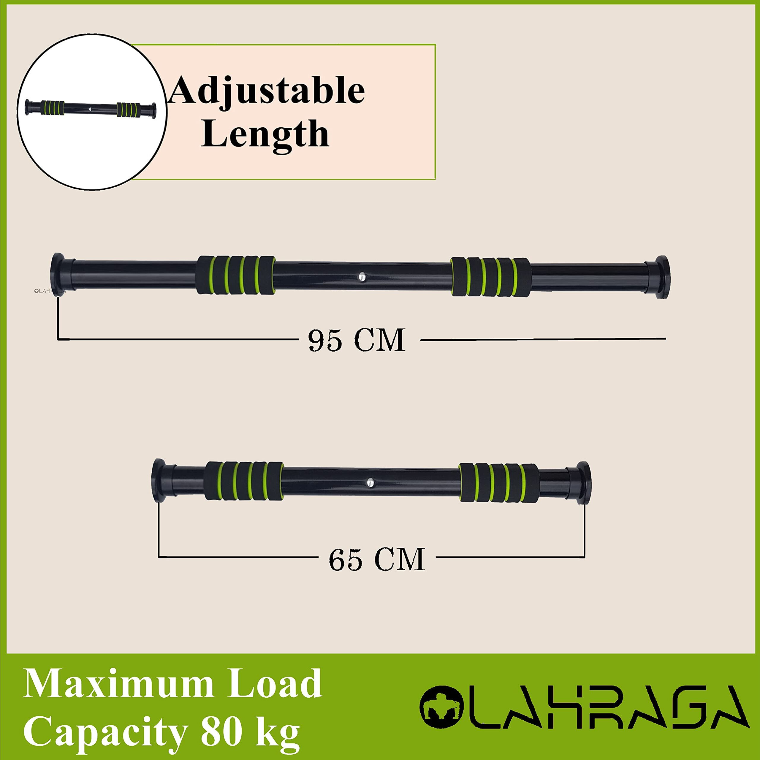 OLAHRAGA Indoor Adjustable Pull Up Bar for Doorway, Training Equipment for Home Gym Exercise, Fitness, Body Workout with Hand Grips (GREEN)
