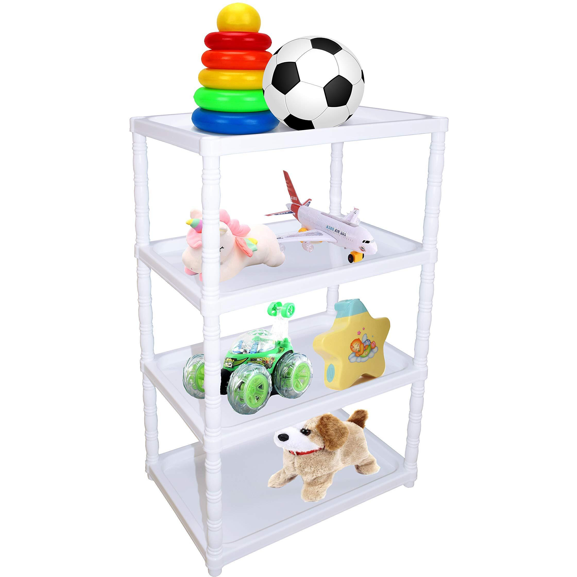 LookNSnap Baby Multipurpose 4 Plastic Shelf Storage Rack (Unbreakable Material) Multicolour, Pack Of 1