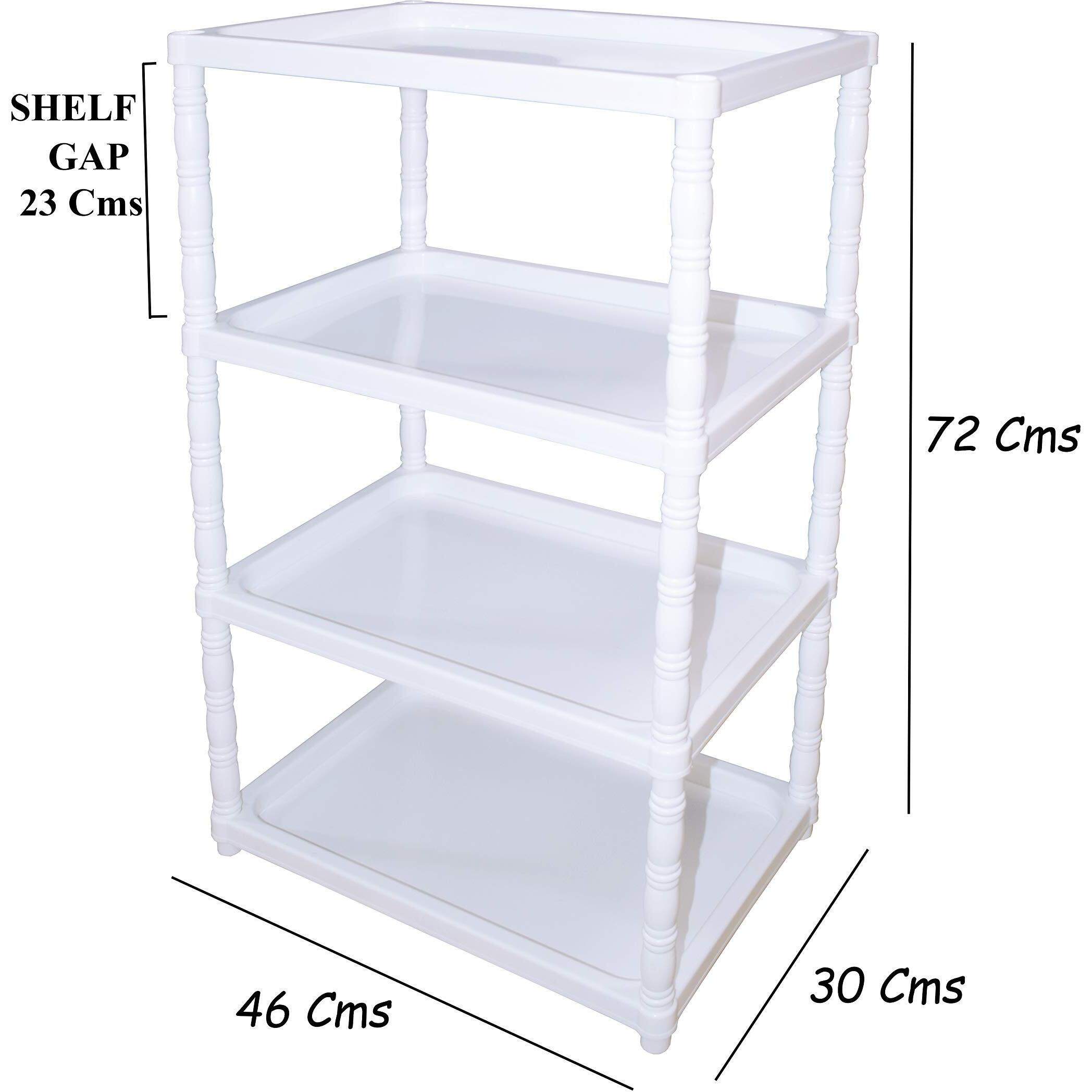 LookNSnap Baby Multipurpose 4 Plastic Shelf Storage Rack (Unbreakable Material) Multicolour, Pack Of 1