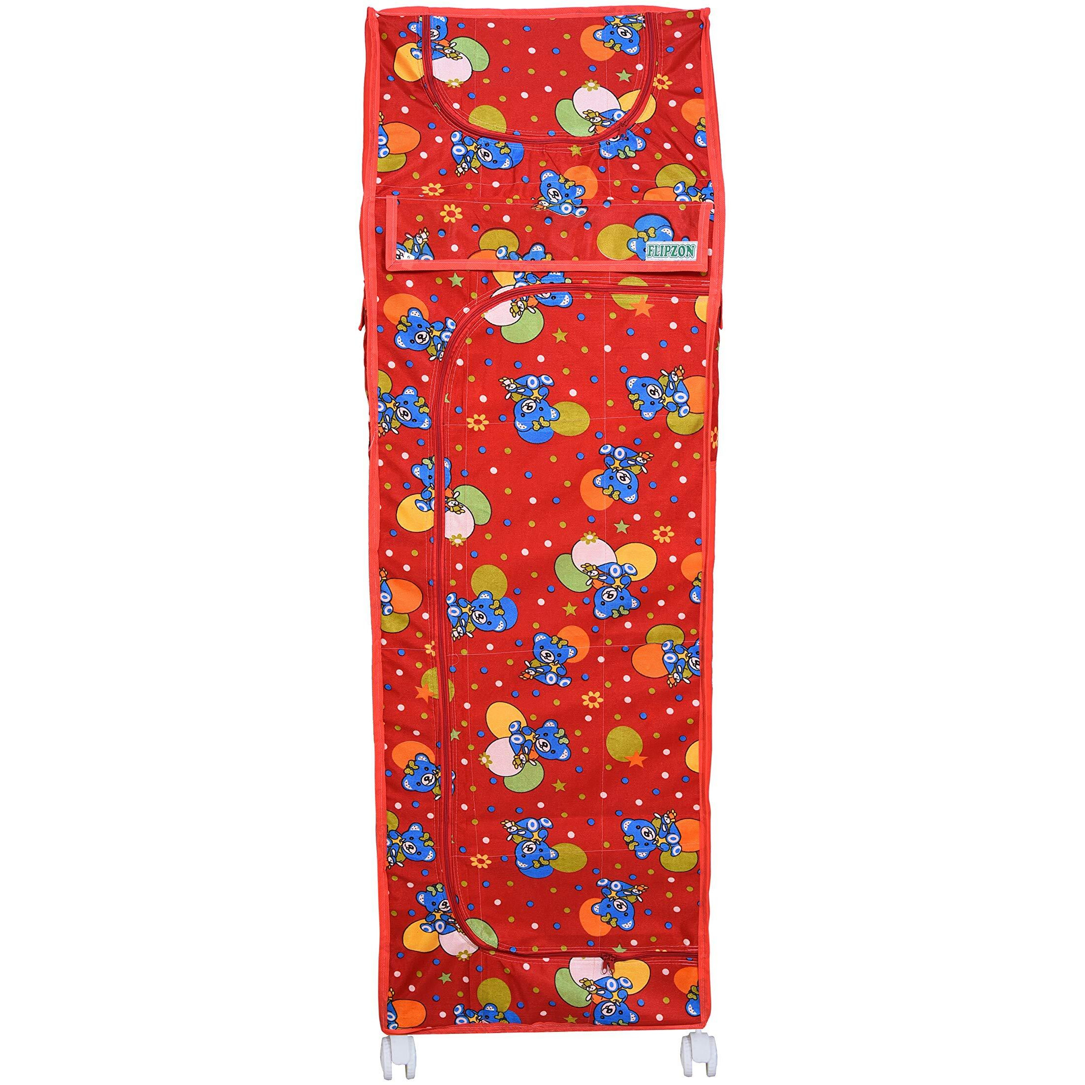 FLIPZON Multipurpose 6 Shelve Baby Wardrobe, Foldable, (Unbreakable Material) (Red) Plastic