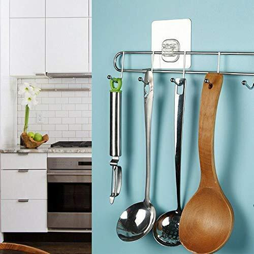 ZURATO Stainless Steel Bathroom Wall Hook 6 Hooks Cloth Hanger Bathroom Wall Door Hook Magic Sticker Self Adhesive for Bathroom Towel Rail Kitchen Hanger Hooks Capacity-5 Kg, Silver