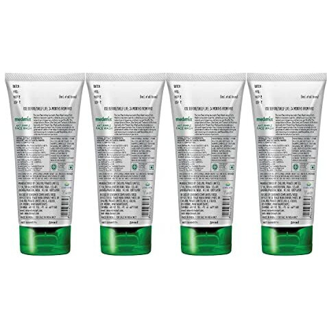 Medimix Ayurvedic Anti Pimple Face Wash 50ml (Combo pack of 4) | With Neem, Aloe Vera, and Turmeric | Helps reduce & prevent pimples | Natural | Herbal | Paraben-free | Soap-free | SLES-Free