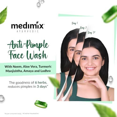Medimix Ayurvedic Anti Pimple Face Wash 50ml (Combo pack of 4) | With Neem, Aloe Vera, and Turmeric | Helps reduce & prevent pimples | Natural | Herbal | Paraben-free | Soap-free | SLES-Free