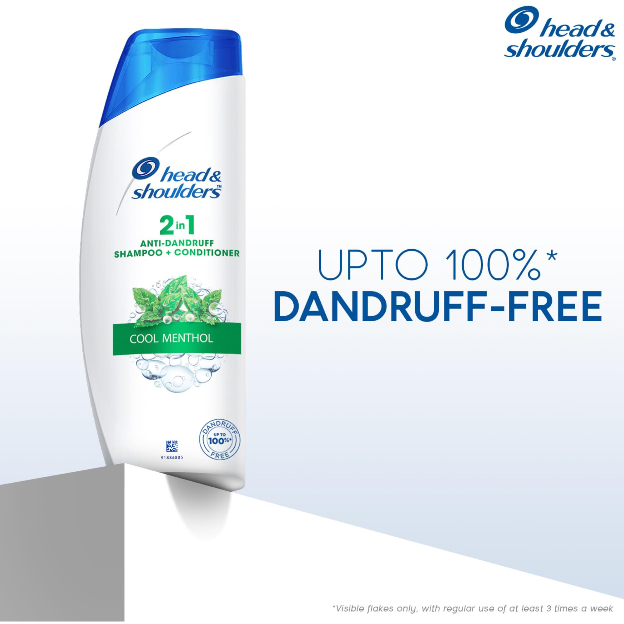 Head & Shoulders 2-in-1 Cool Menthol Anti Dandruff Shampoo + Conditioner for Women & Men, With Almond Milk (340 ml)