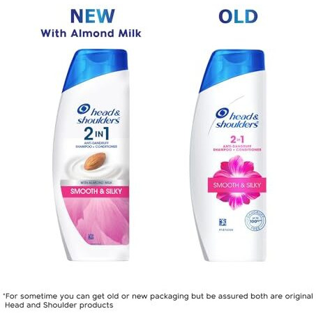 Head & Shoulders 2-in-1 Smooth and Silky Anti Dandruff Shampoo + Conditioner for Women & Men, With Almond Milk (180 ml)