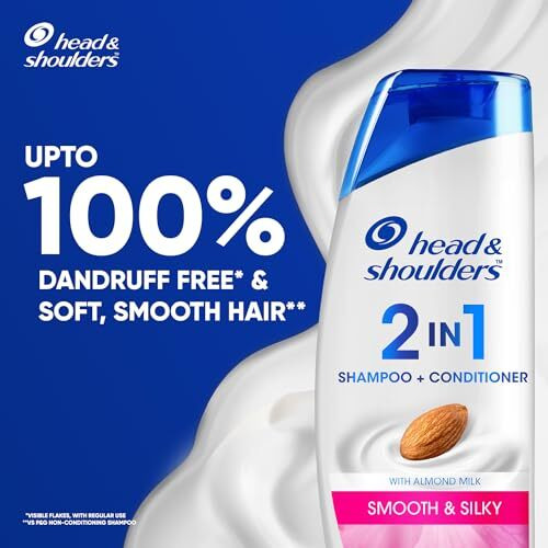 Head & Shoulders 2-in-1 Smooth and Silky Anti Dandruff Shampoo + Conditioner for Women & Men, With Almond Milk (180 ml)