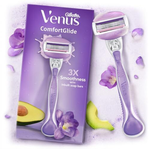 Gillette Venus Comfortglide Hair Removal Razor for Women with Avocado Oils & Body Butter, Freesia Scent, 1 Pc