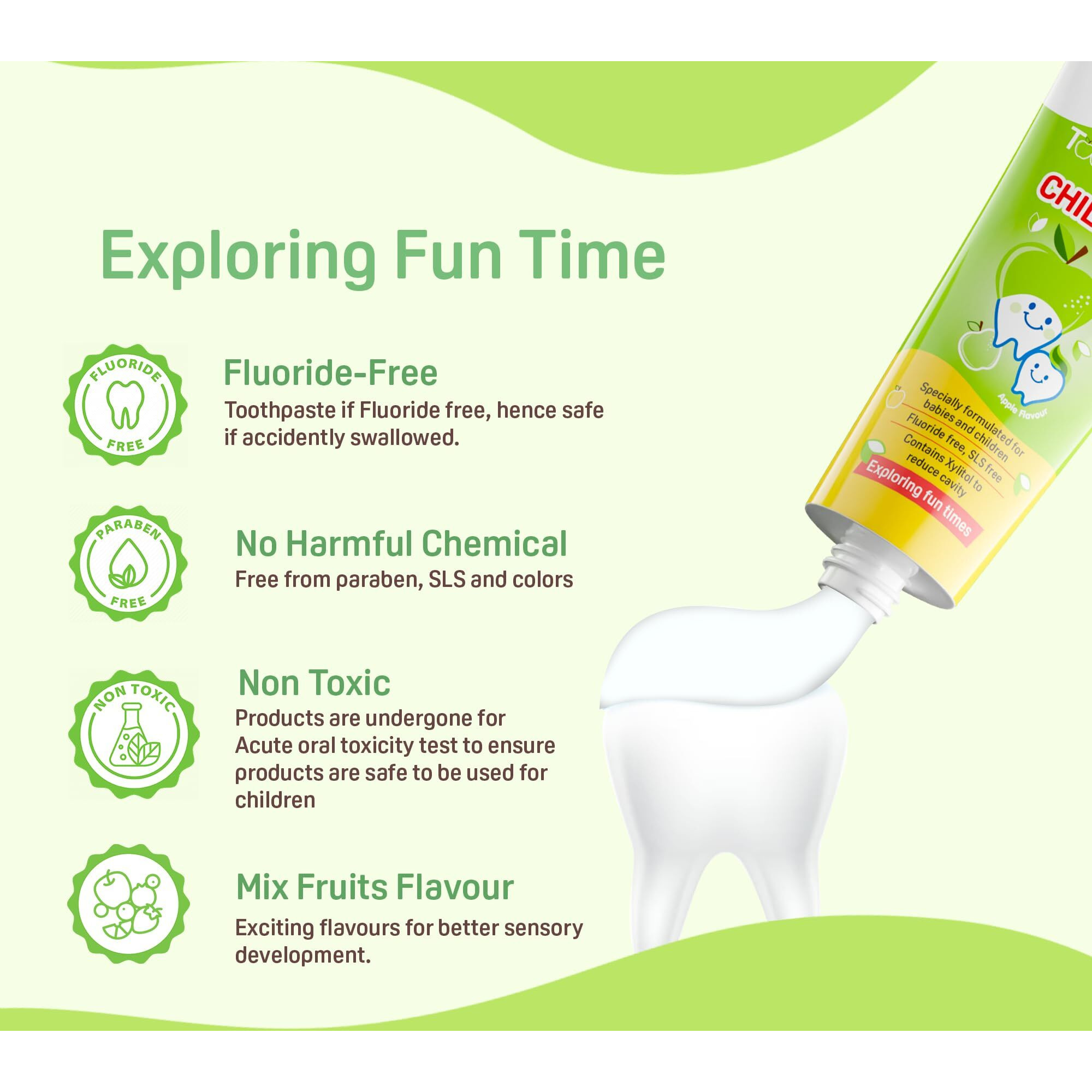 Pigeon Apple Toothpaste, For babies and Children,Fluroide -free,SLS free,Color free,Paraben Free, PH friendly,45 g
