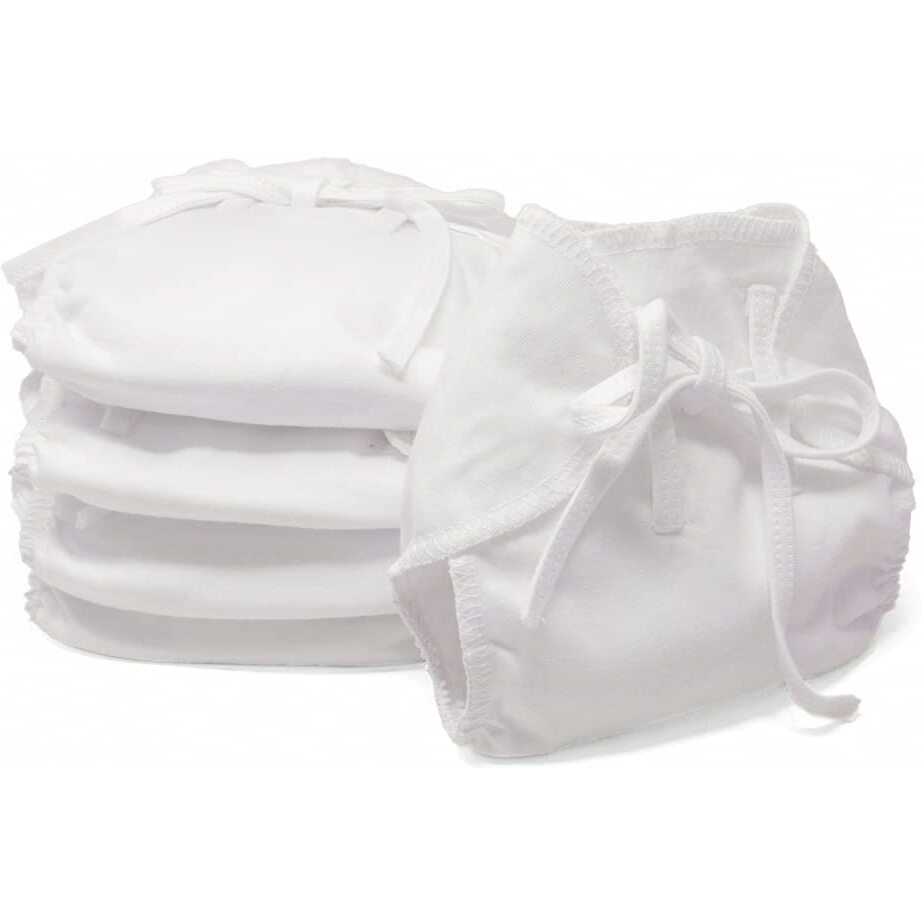 mybud Soft Cotton Nappy, Langot for New Born Baby | Washable & Reusable | White | 5ps Set (0-3 Months)