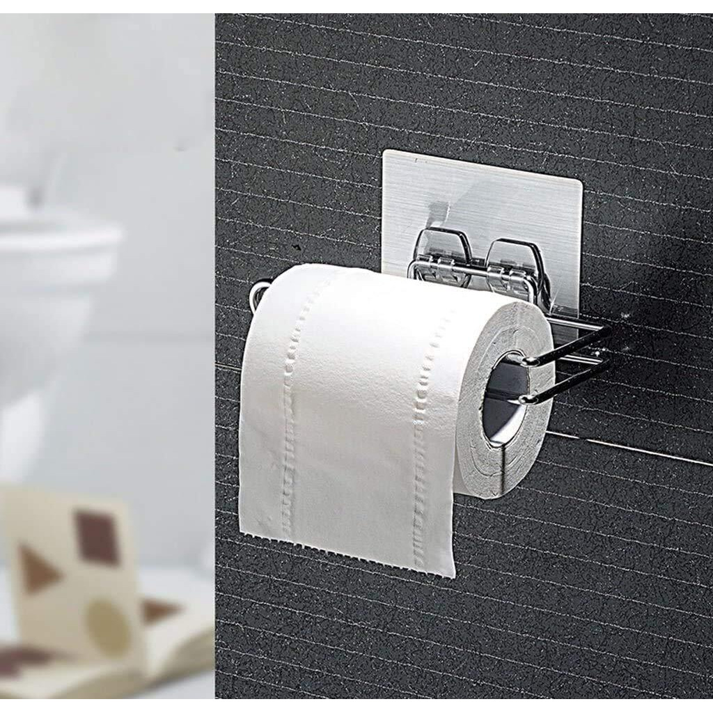 K.K. VillA Stainless Steel No Drill Self Adhesive Toilet Paper Holder/Tissue Paper Roll Holder/Bathroom Rack for Kitchen/Towel Holder
