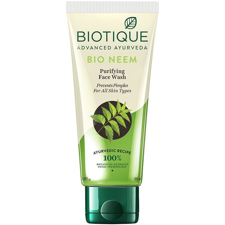 Biotique Fresh Neem Pimple Control Face Wash| Ayurvedic and Organically Pure| Prevents Pimples |100% Botanical Extracts| Suitable for All Skin Types | 100mL