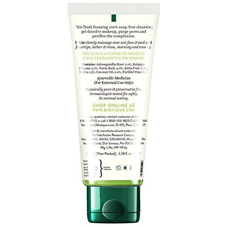 Biotique Fresh Neem Pimple Control Face Wash| Ayurvedic and Organically Pure| Prevents Pimples |100% Botanical Extracts| Suitable for All Skin Types | 100mL