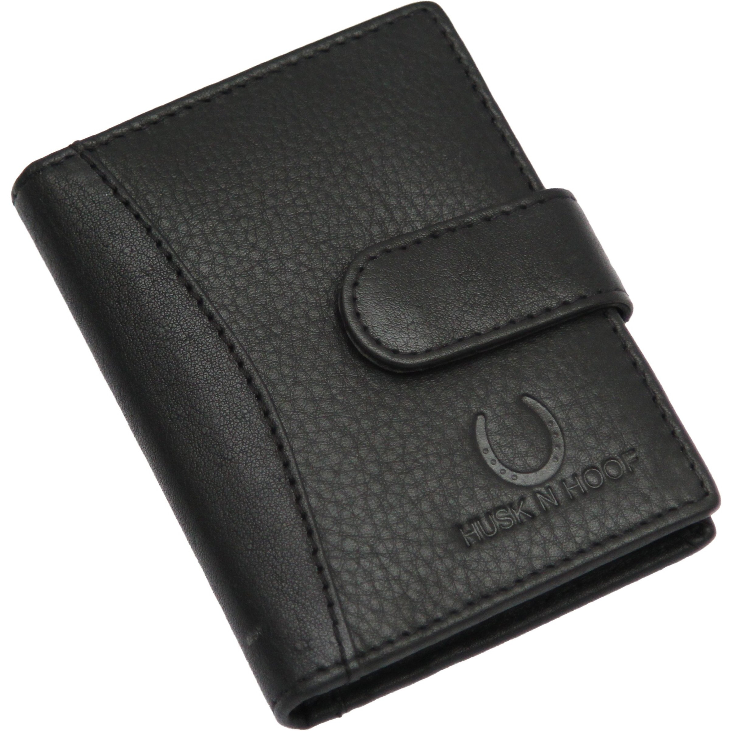 Husk N Hoof RFID Protected Leather Credit Card Holder Wallet for Man Women | Card Holder for Men Woman | Black (20 Card Slots)