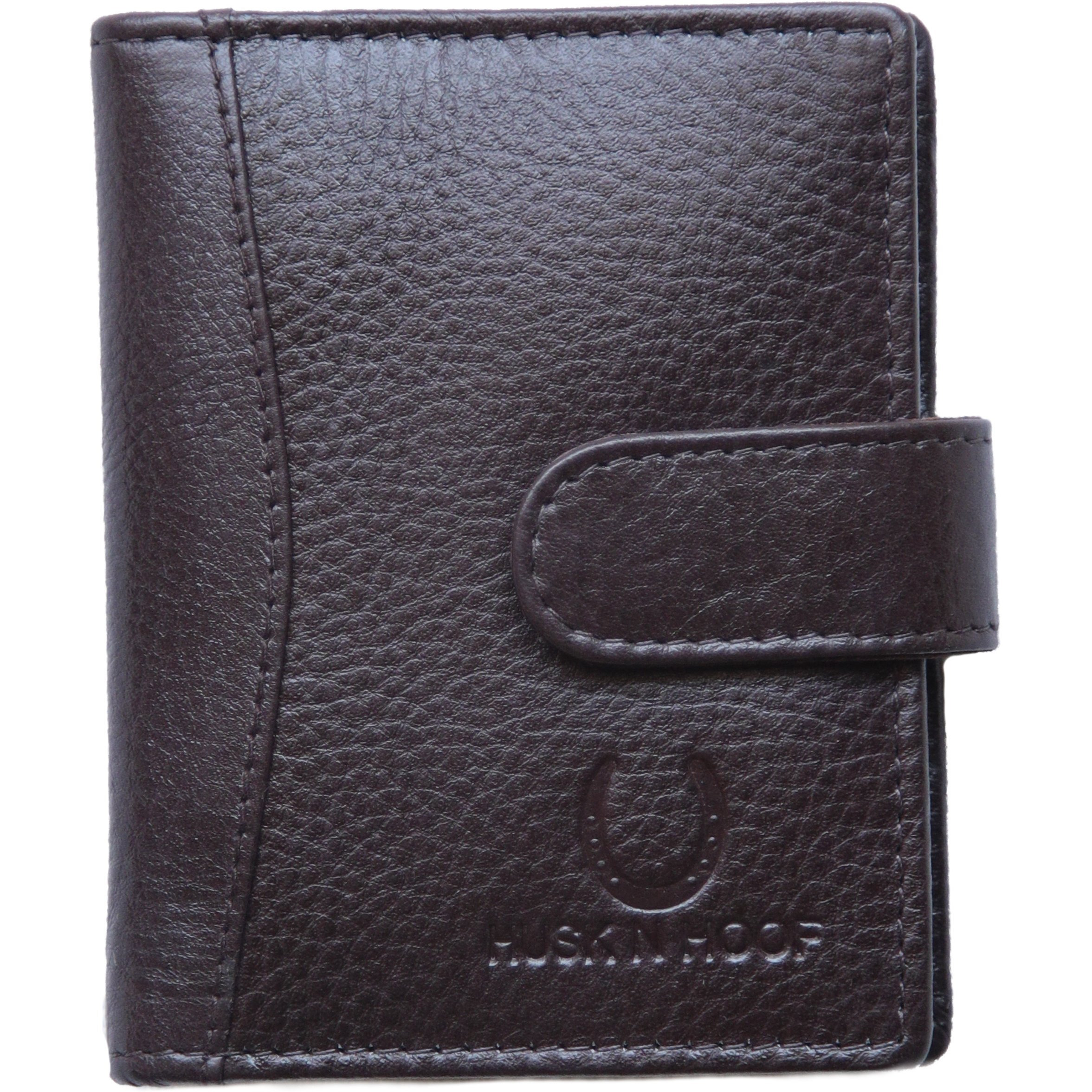 Husk N Hoof RFID Protected Leather Credit Card Holder Wallet for Man Women | Card Holder for Men Woman | Dark Brown (20 Card Slots)