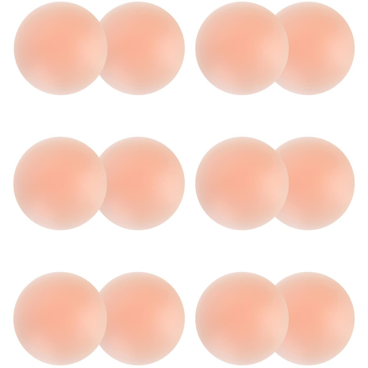 6 Pairs Nipple Covers for Women Pasties Nipple Covers Reusable Adhesive Invisible Silicone Covers Round Pasties, 6 Pair Round, One Size