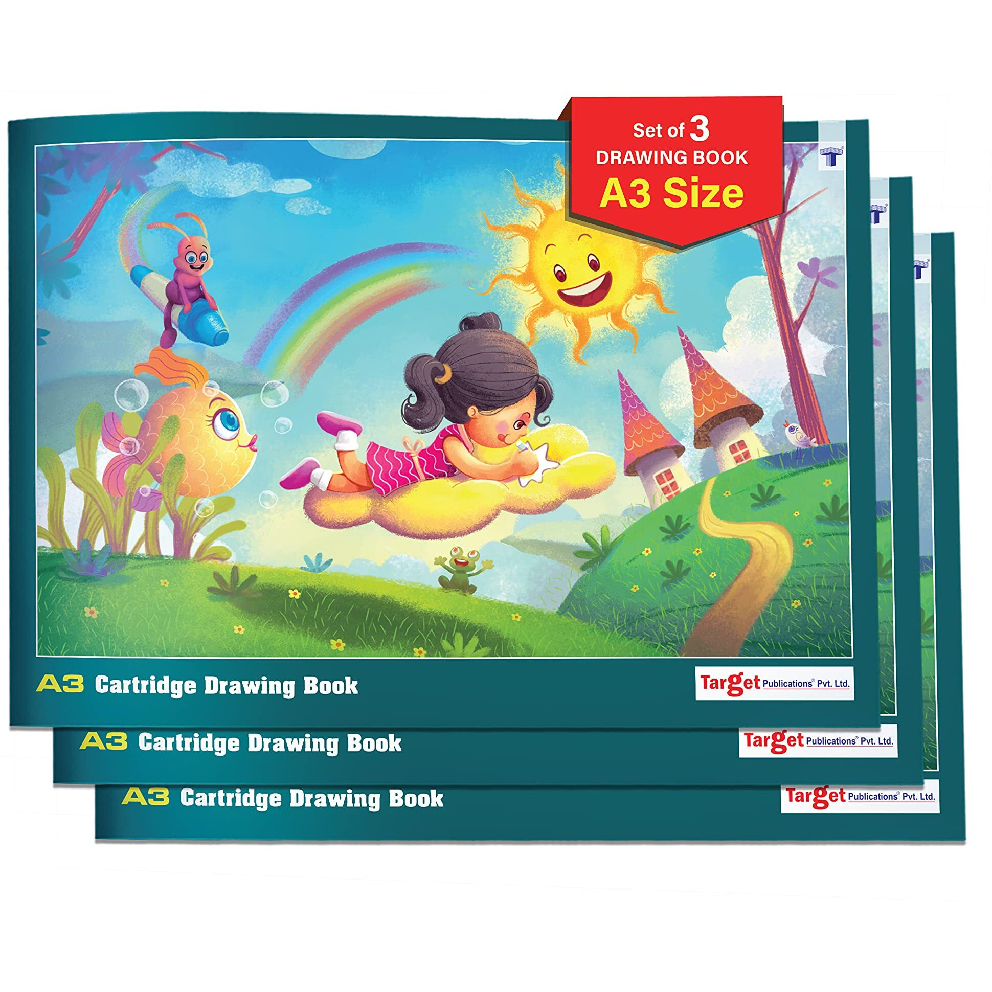 A3 Drawing Book for Artists, Kids | A3 Sketch Book| 34 White Blank Plain Pages | Soft Bound | 42 x 29.7 cm| Sketching, Colouring, Painting | Pack of 3