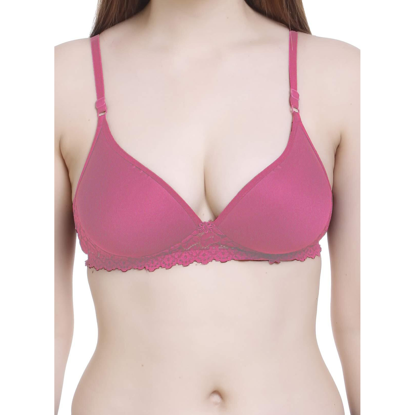 FIMS - Fashion is my style Women s Cotton & Elastane Lightly Padded Non-Wired T-Shirt Bra (NewPaddedBra_Packof1_Pink_30_Pink_30)