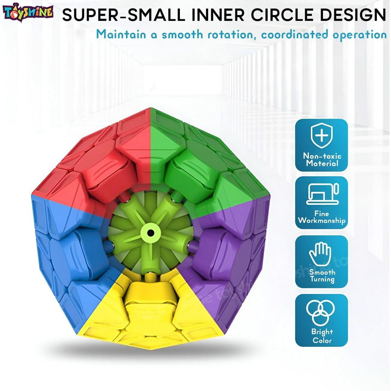 Toyshine Qiyi Megaminx Cube Sculpted Stickerless 3X3 Pentagonal Dodecahedron Speed Cube Puzzle Toy (Qiheng S Version), Kid