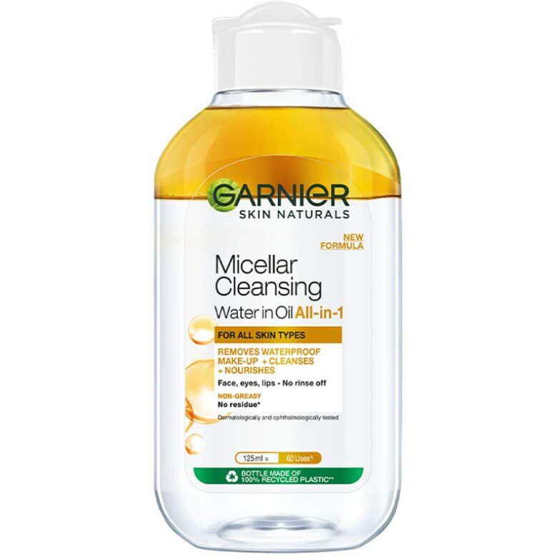 Garnier Skin Naturals, Cleansing Water for Waterproof Makeup, Nourishing Formula, Micellar Oil-Infused Cleansing Water, 125ml