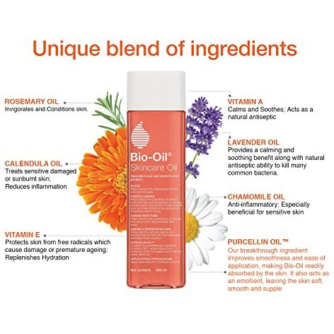 Bio-Oil Original Skincare Oil suitable for Stretch Marks | Scar Removal | Uneven Skin Tone | Vitamin E | All Skin Types | 200ml