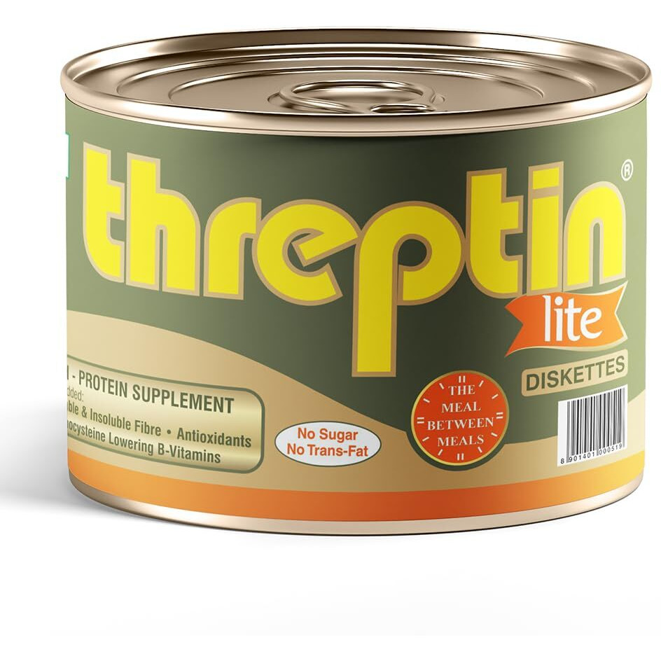 Threptin LITE- Sugarfree Protein Diskettes - 275g, Casein Protein Diskette with Fibers, Antioxidant, Vitamins and Minerals| For Kids, Men and Women|Delicious Vanilla Flavor|100% Veg