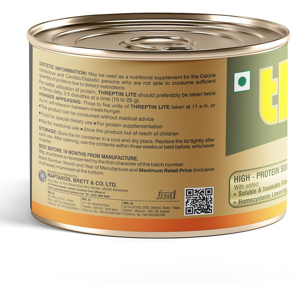 Threptin LITE- Sugarfree Protein Diskettes - 275g, Casein Protein Diskette with Fibers, Antioxidant, Vitamins and Minerals| For Kids, Men and Women|Delicious Vanilla Flavor|100% Veg