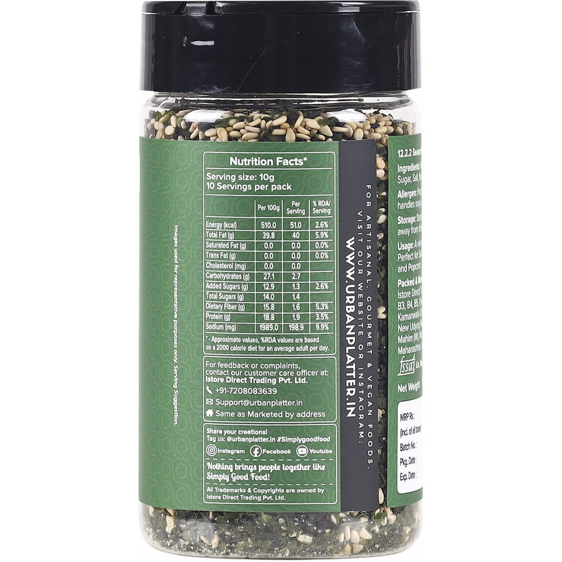 Urban Platter Nori Komi Furikake Seasoning, 100g (Japanese Style, Made with Ao Nori, Sesame Seeds, Pink Salt, Season Rice Balls, Sprinkle on Japanese Appetizers and More)