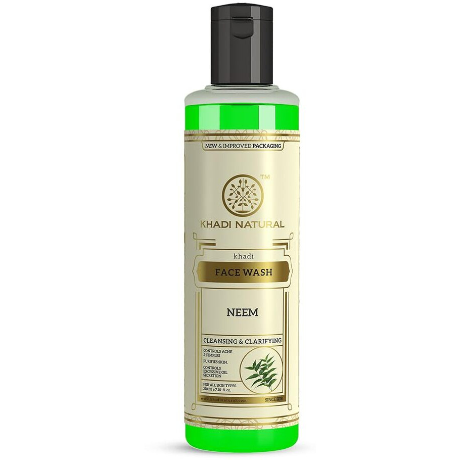 Khadi Natural Ayurvedic Neem Face Wash | Gentle Face Wash for Acne | Face Wash for Acne Prone Skin | Anti-Acne Face Wash with Neem | Paraben & Sulphate-Free | Suitable for All Skin Types 210ml